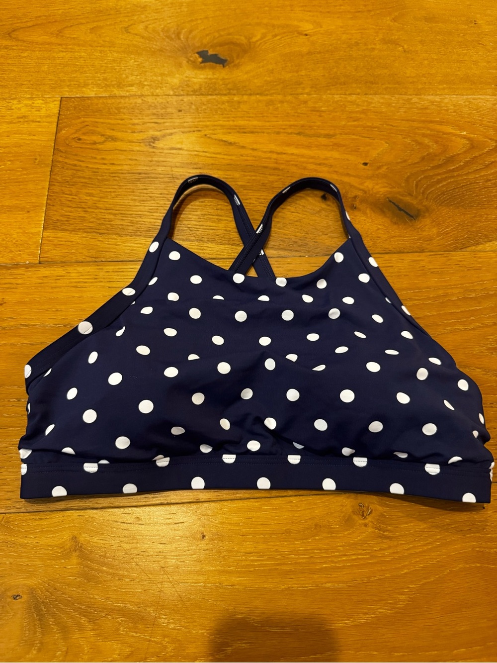 Lands End Polka Dot Navy Swim Top